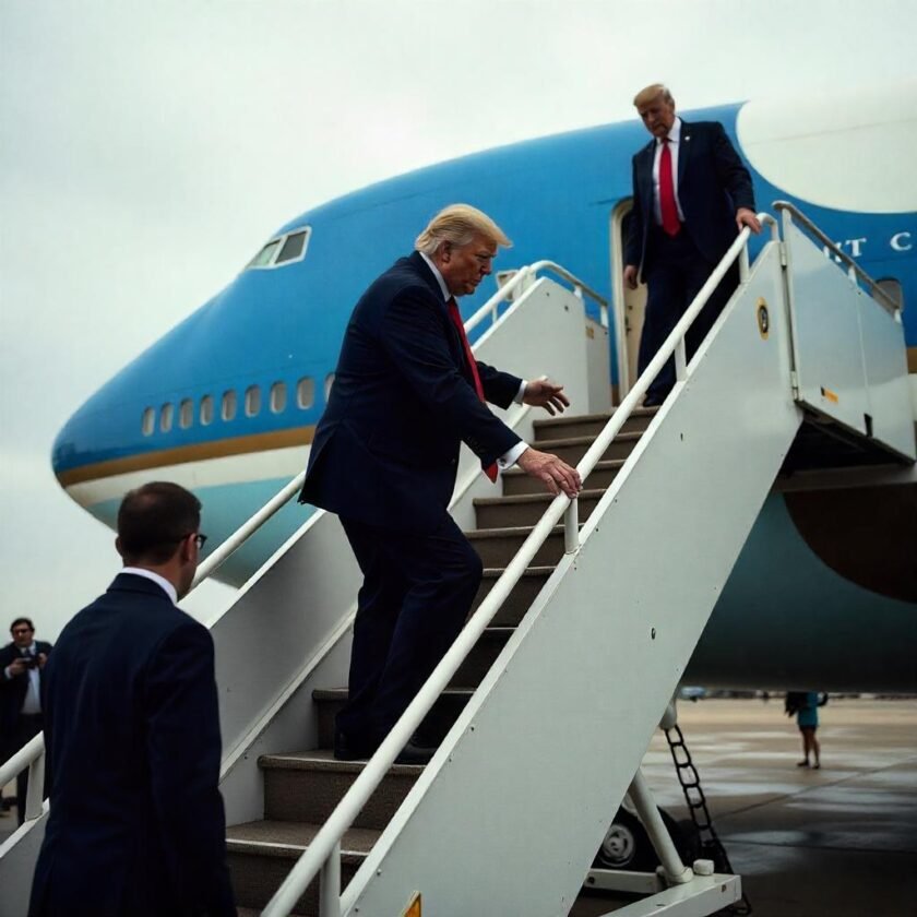 Trump Stumbles Climbing Air Force One