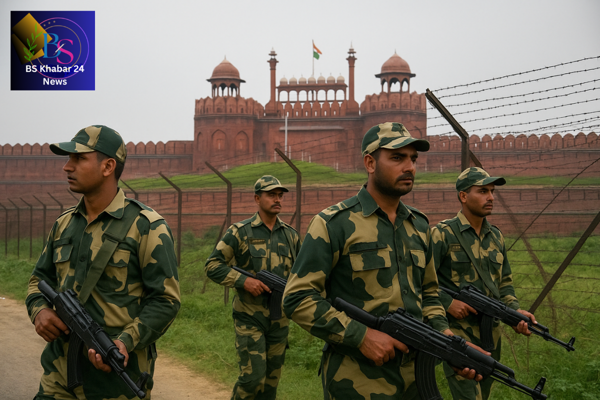 Tripura Security Threats from Bangladesh, Security personnel patrolling Indo-Bangladesh border near Tripura amid rising regional tensions.